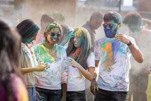 Students celebrating Holi Festival